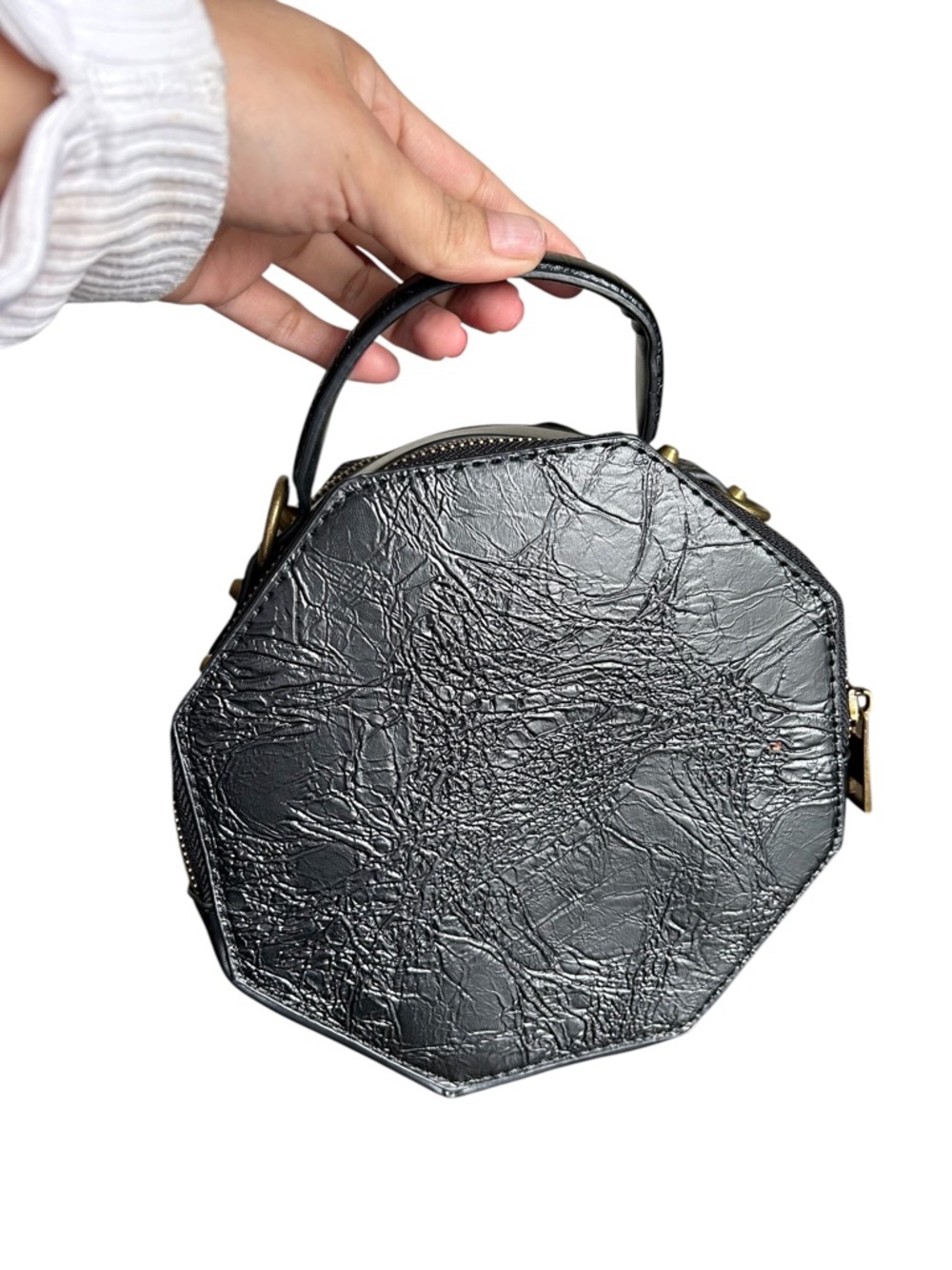 Black Steampunk Octagon Clock Face Handbag - great condition - Picture 7 of 9